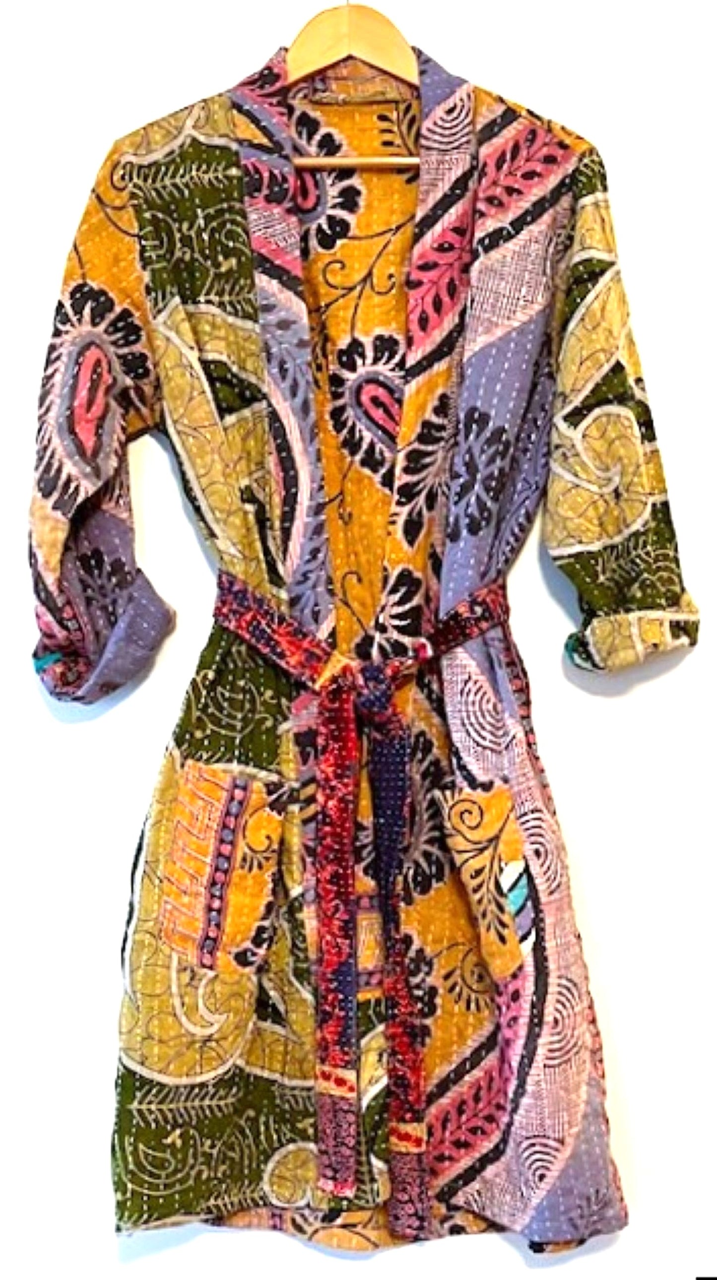 Specialty Collection: Abstract Vintage Handmade Jacket Fully Reversible. Yellow