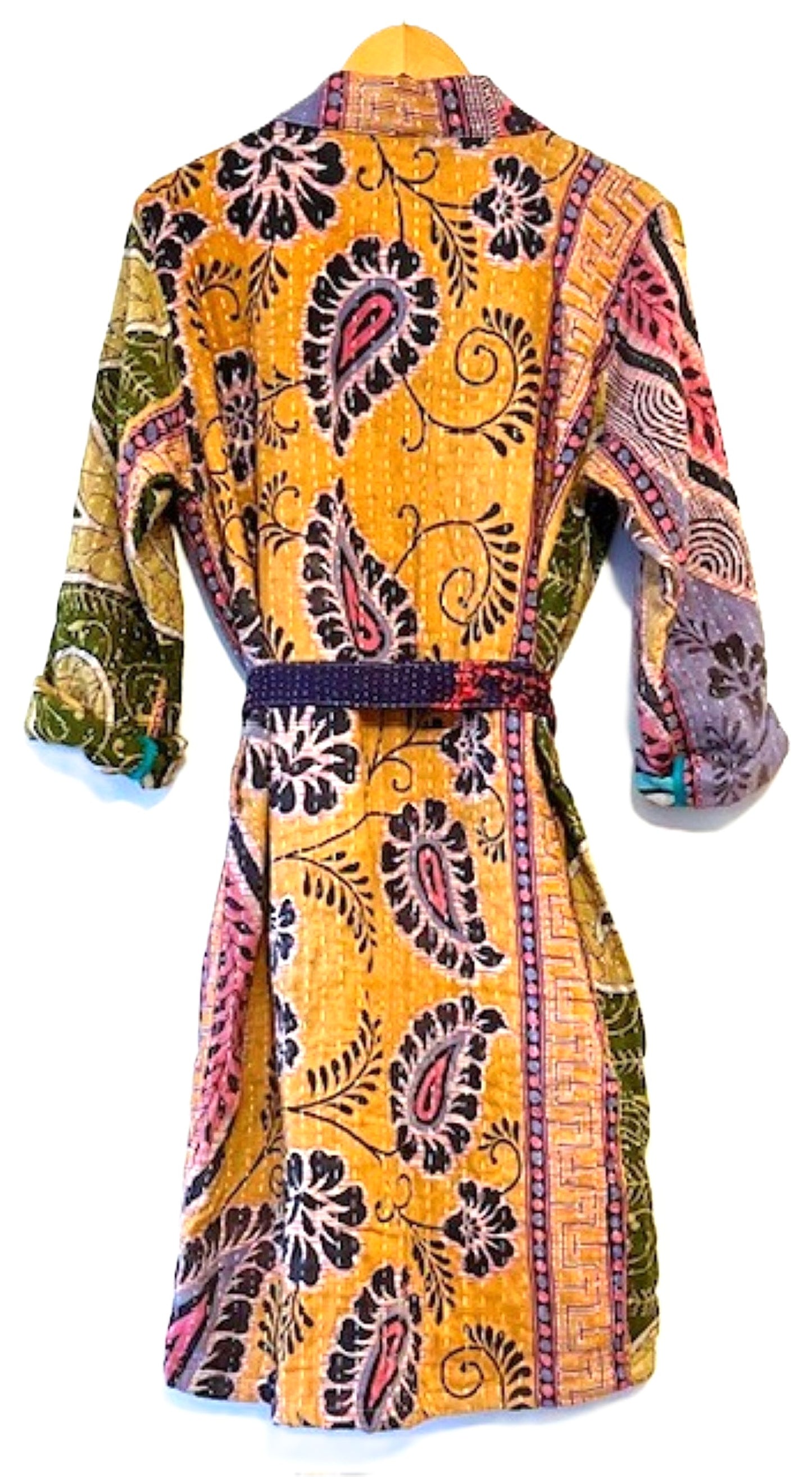 Specialty Collection: Abstract Vintage Handmade Jacket Fully Reversible. Yellow