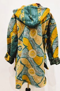 Throw and Go Hoodies Redefines Kantha (Green Floral)