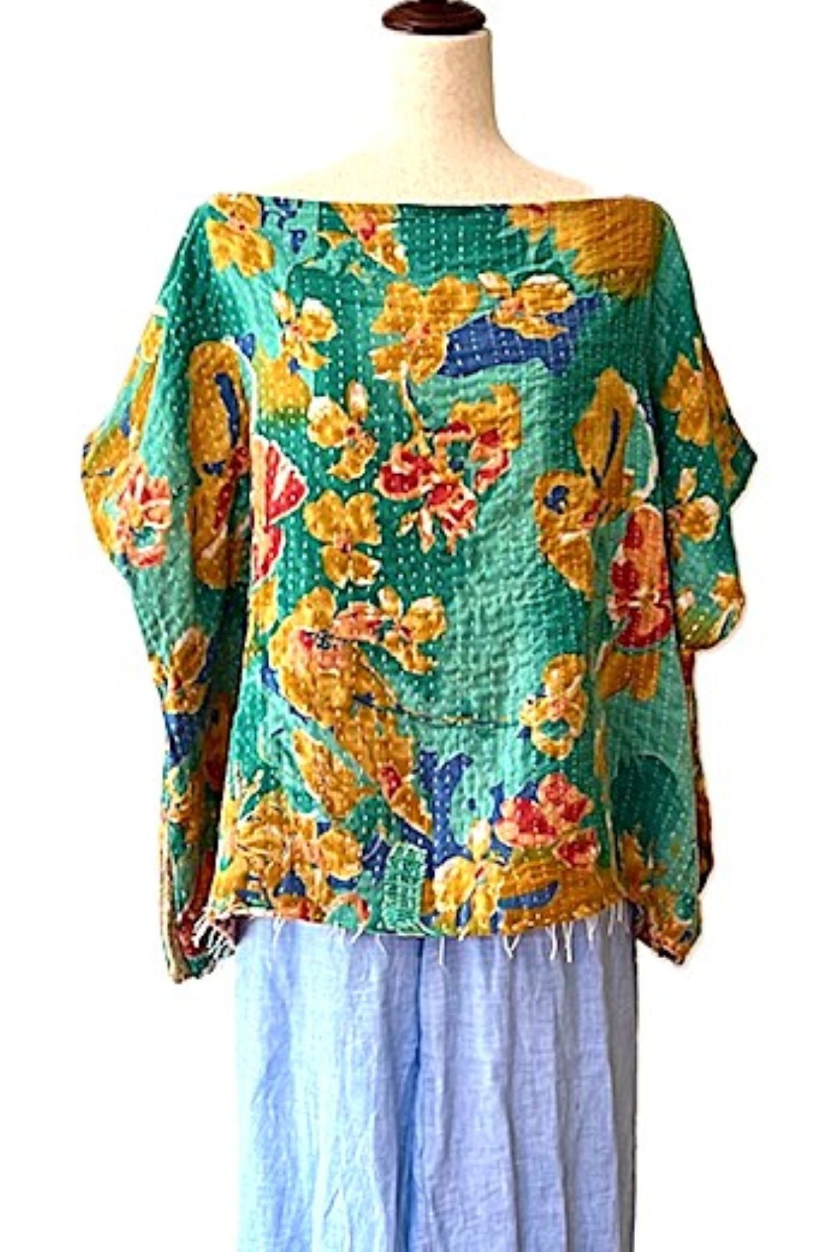 Kantha Bae OG Crop Top Offers Limitless Options. Fully Reversible 4 Ways.(Teal)