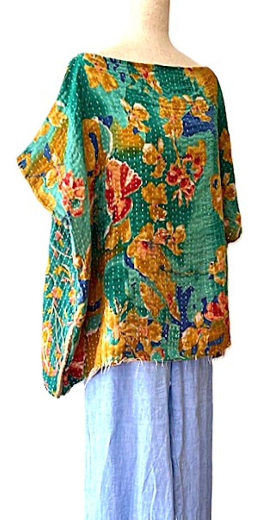 Kantha Bae OG Crop Top Offers Limitless Options. Fully Reversible 4 Ways.(Teal)
