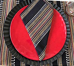Table Linens, Artisan Multicolored Hand Woven Placemats. (Set of 4) Matching Napkins. (Copy)