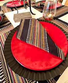 Table Linens, Artisan Multicolored Hand Woven Placemats. (Set of 4) Matching Napkins. (Copy)