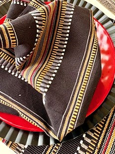 Table Linens, Artisan Multicolored Hand Woven Placemats. (Set of 4) Matching Napkins. (Copy)