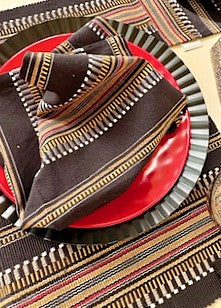 Table Linens, Artisan Multicolored Hand Woven Placemats. (Set of 4) Matching Napkins. (Copy)