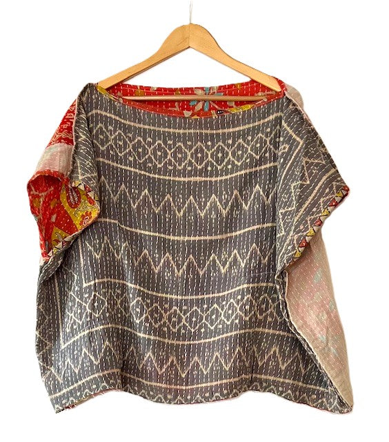 Kantha Bae OG Crop Top Offers Limitless Options. Fully Reversible 4 Ways.(Orange)