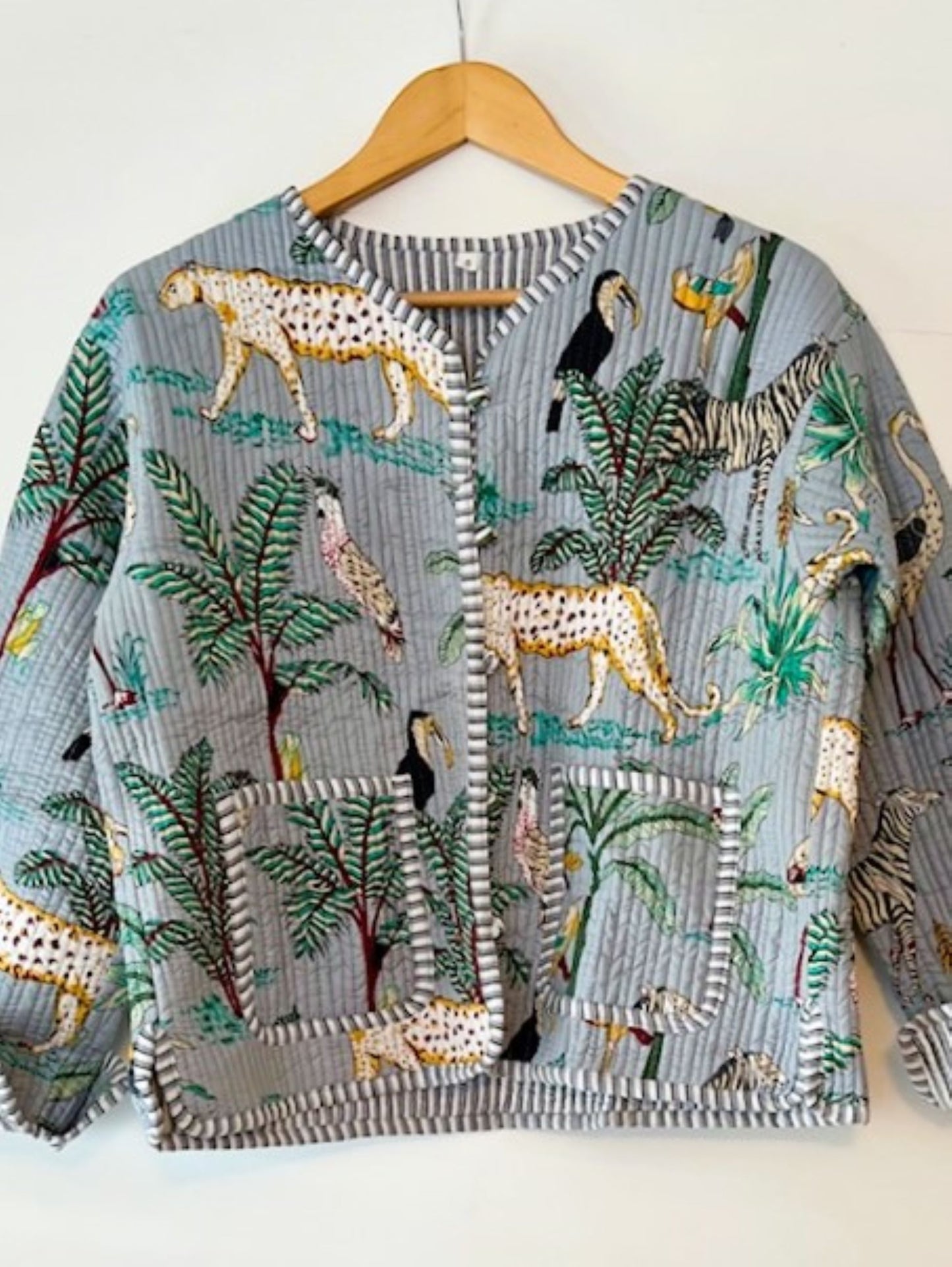Luxe Cotton Quilted Womens Jacket With Stripe Piping Looks Rich (Safari)