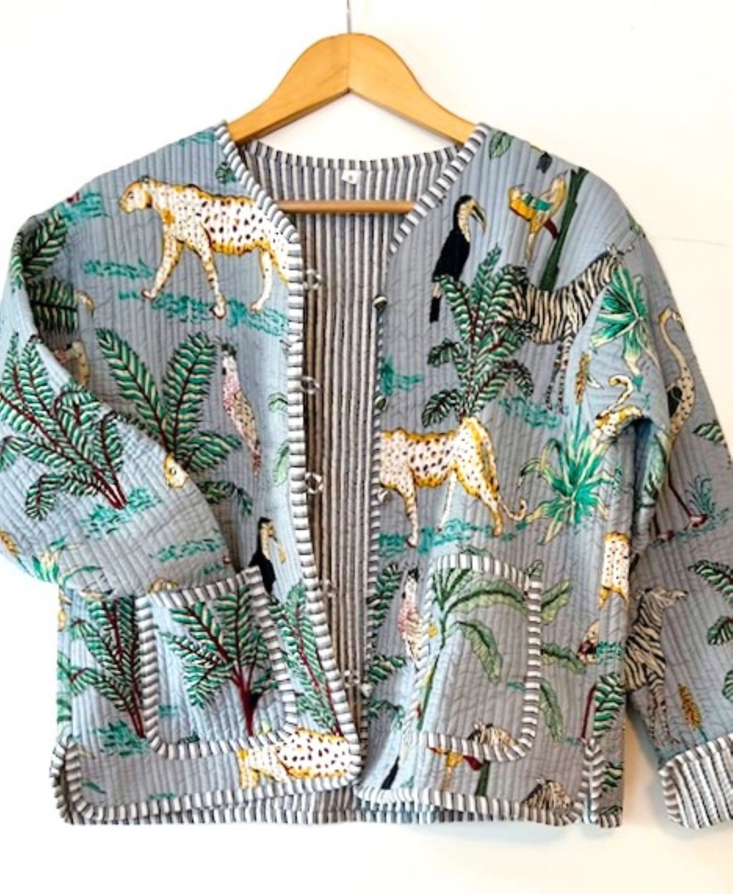 Luxe Cotton Quilted Womens Jacket With Stripe Piping Looks Rich (Safari)
