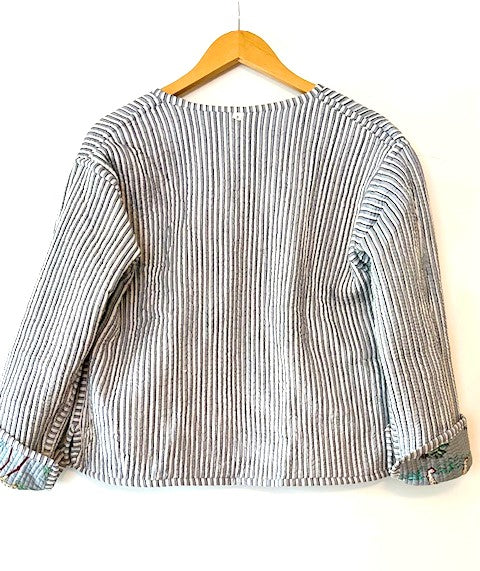Luxe Cotton Quilted Womens Jacket With Stripe Piping Looks Rich (Safari)