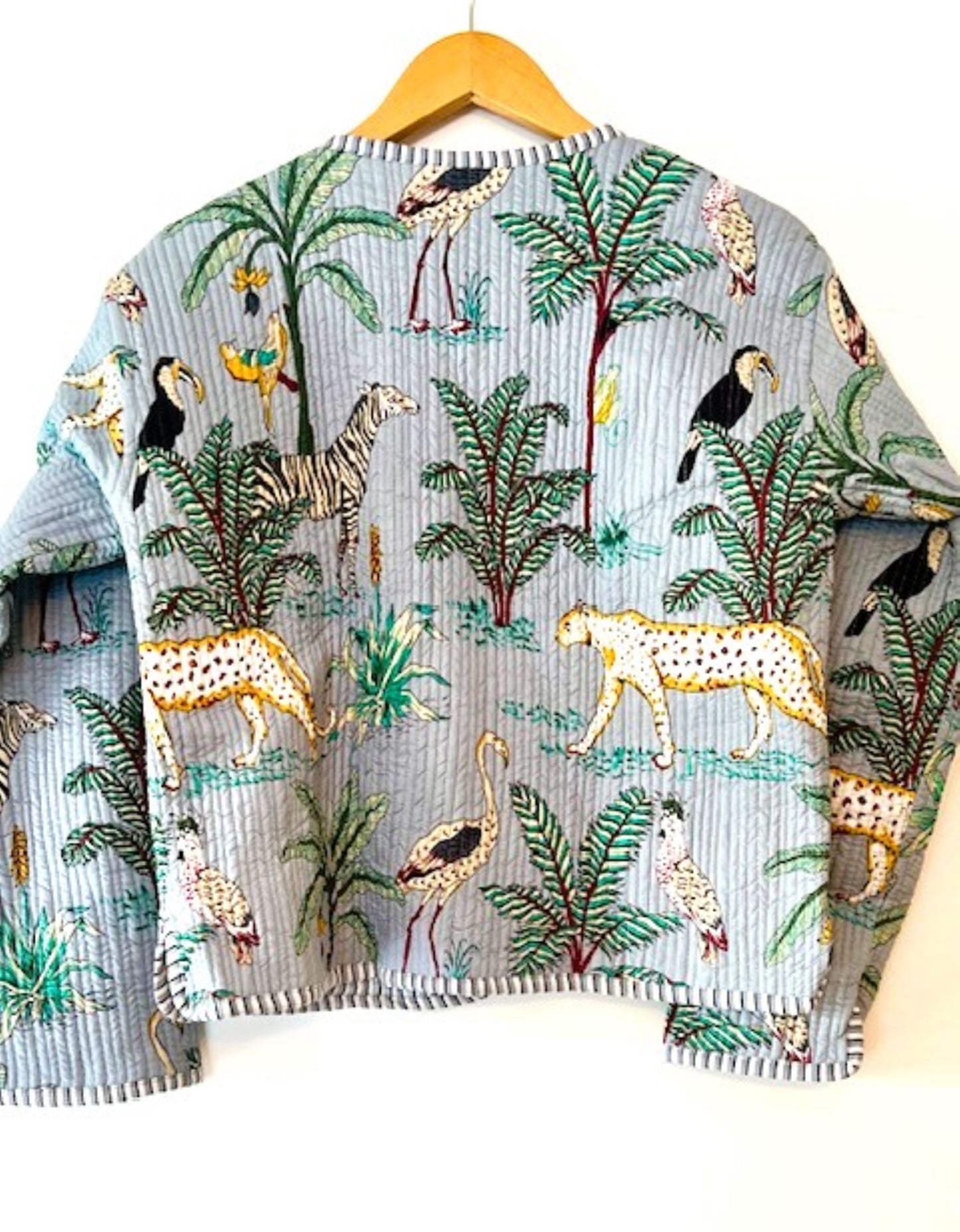 Luxe Cotton Quilted Womens Jacket With Stripe Piping Looks Rich (Safari)