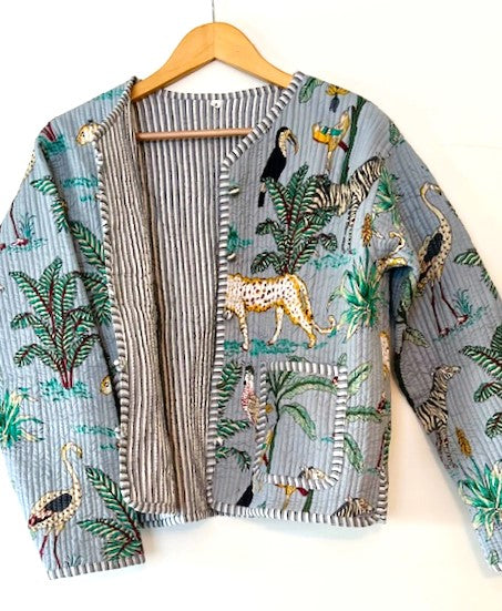 Luxe Cotton Quilted Womens Jacket With Stripe Piping Looks Rich (Safari)