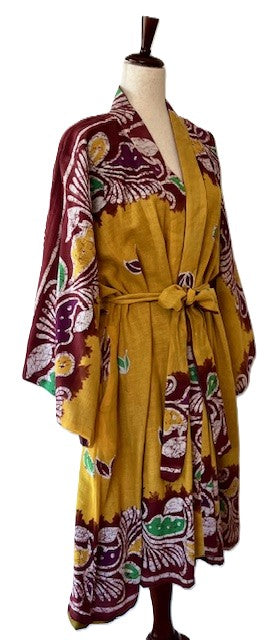 Kantha Trench Kimono Coat Will Exceed Your Expectations, Reversible (Mustard)
