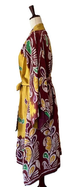 Kantha Trench Kimono Coat Will Exceed Your Expectations, Reversible (Mustard)