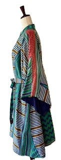 Kantha Trench Kimono Coat Will Exceed Your Expectations, Reversible (Blue Green)