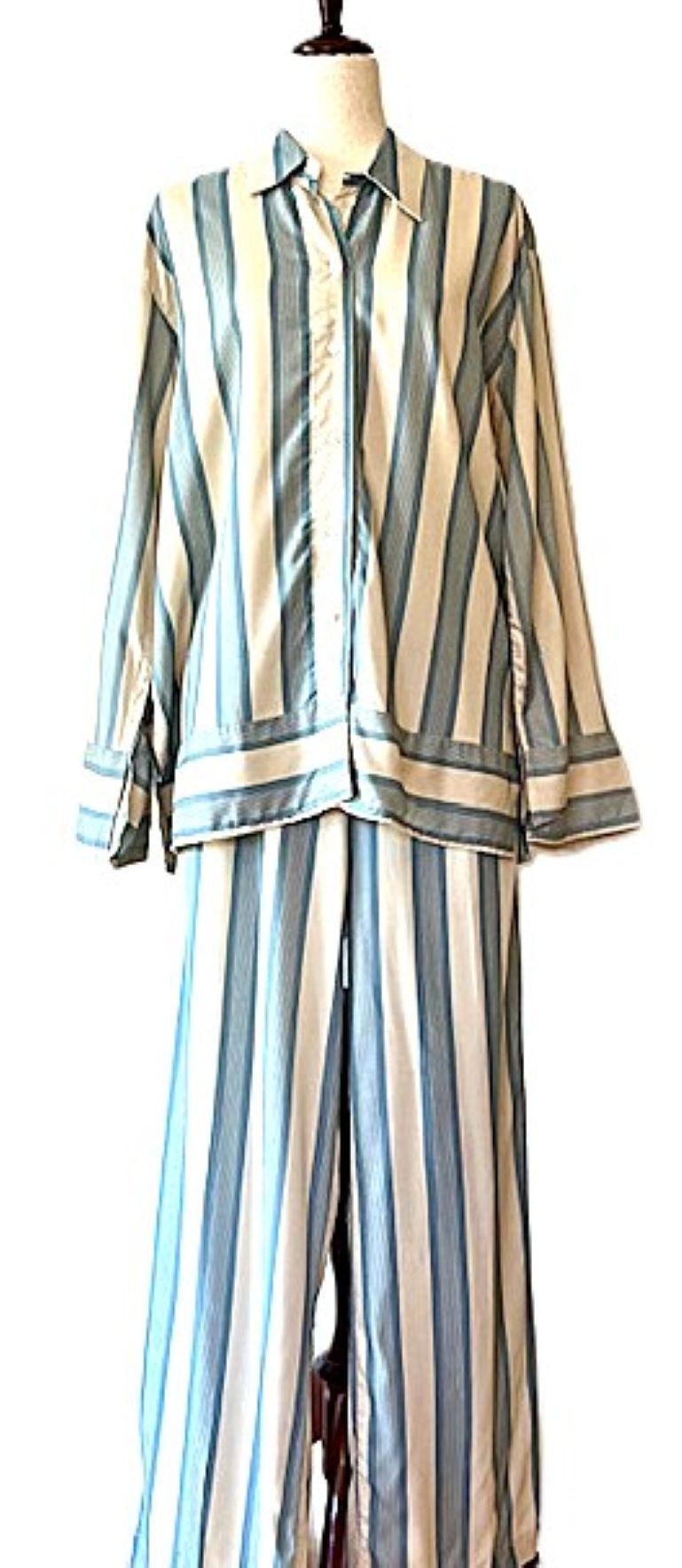 Sophisticated Contemporary Pantsuit. Dreamy Baby Blue Color.