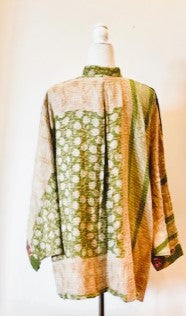 Kantha Cotton Embroidered Tunic: Best Seller (Green)