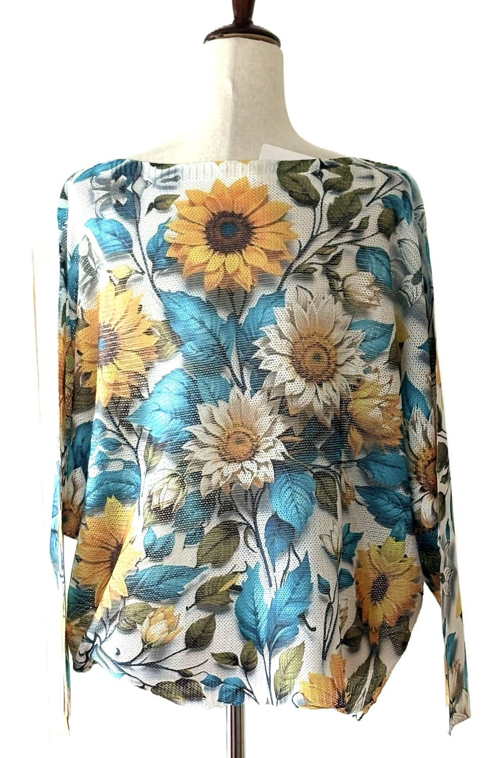 Italian Knit Sweater: Sunflowers, Light Weight Summer Inspiration