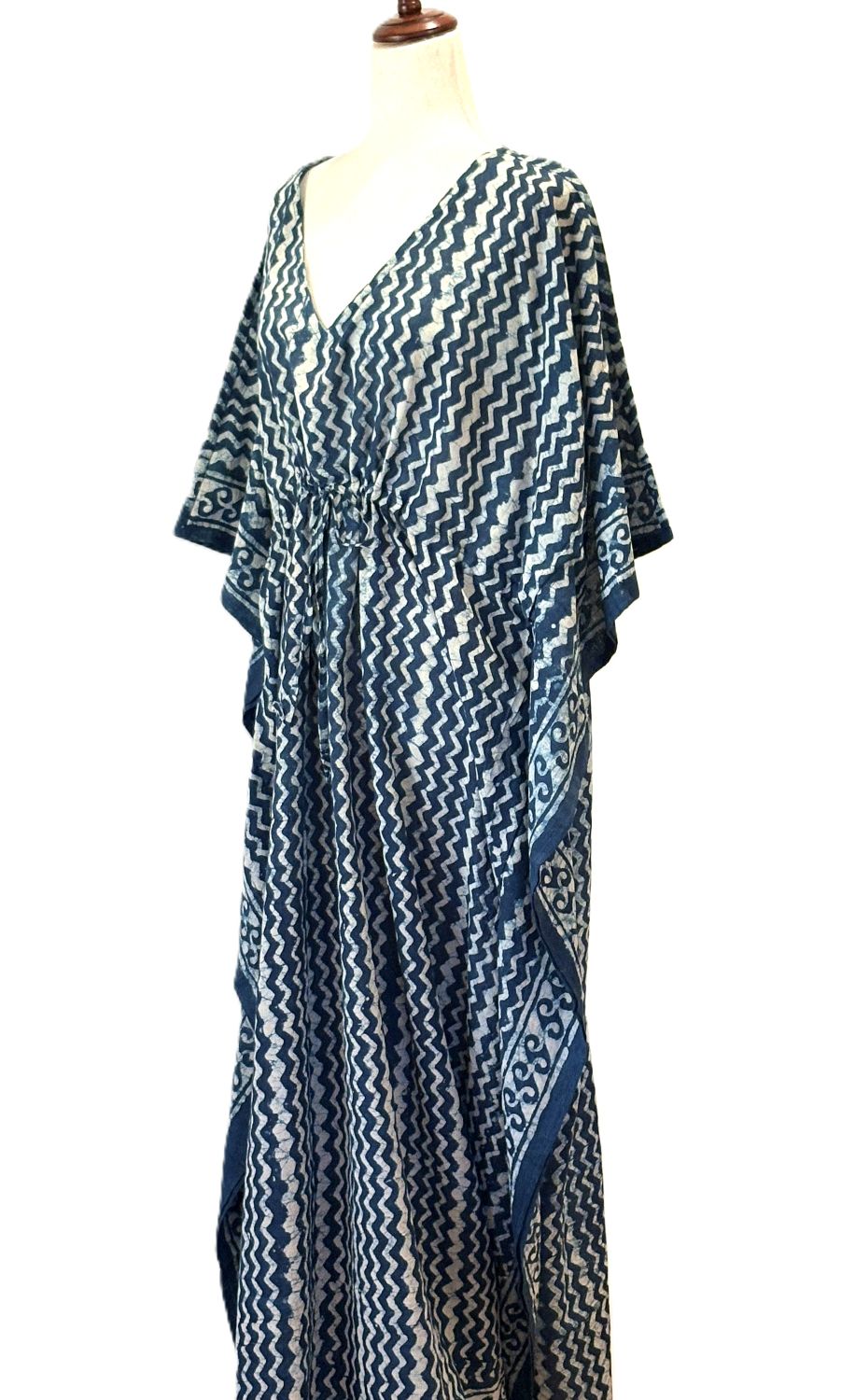 Short Handmade Caftan. Lounging, Beach or Pool Perfect. (Indigo)