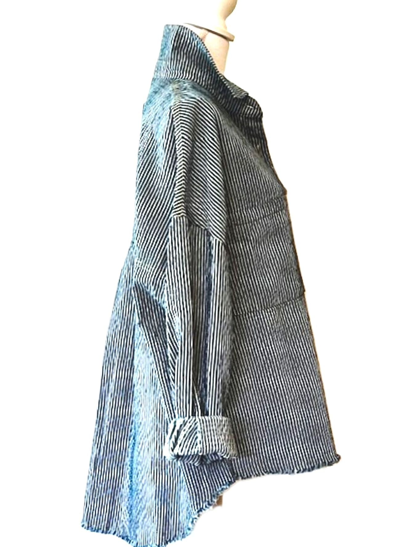 Long Sleeve Stripe Pattern Denim Over Shirt, The New Basic We Love.