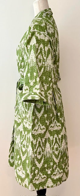 Vibrant Block Print Cotton Short Kimono Robe Great Dress, Jacket or Coverup
