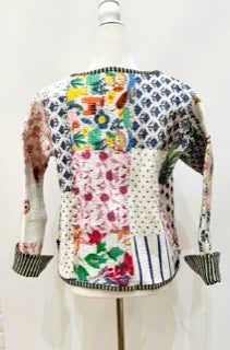 Reversible Cotton Quilted Womens Jacket With Stripe Piping (Navy or Olive)