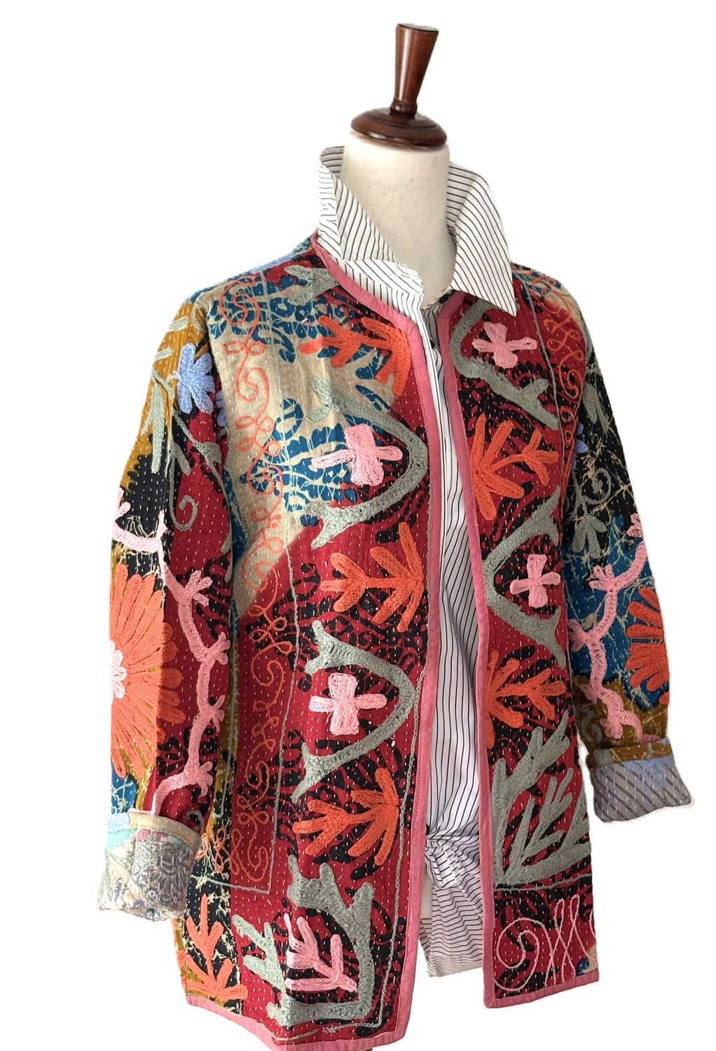 Jacket, Wearable Art In This Hand Embroidered Abstract Pattern On Print (Contemporary)