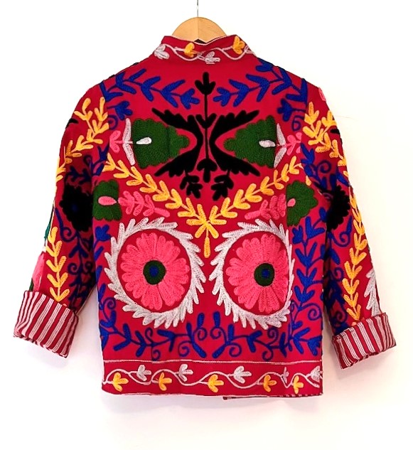 Wearable Art In This Hand Embroidered Short Jacket. (Red)