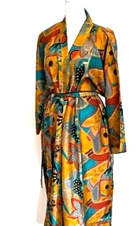 Luxury Silk Kimono Duster: Dramatic Print