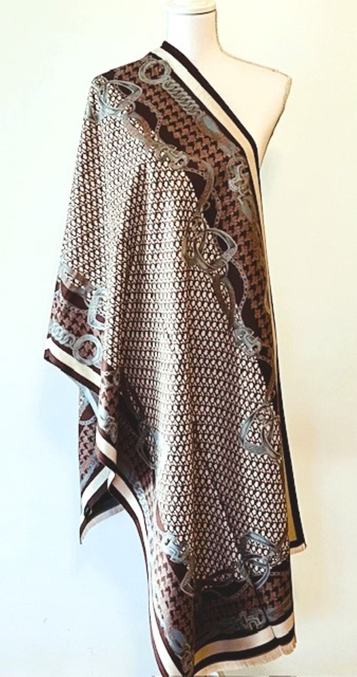 Taupe and Beige Mane Reversible Wrap – Artisan Shawl