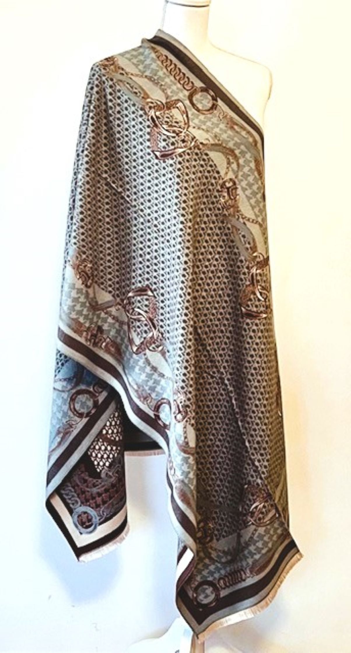 Taupe and Beige Mane Reversible Wrap – Artisan Shawl