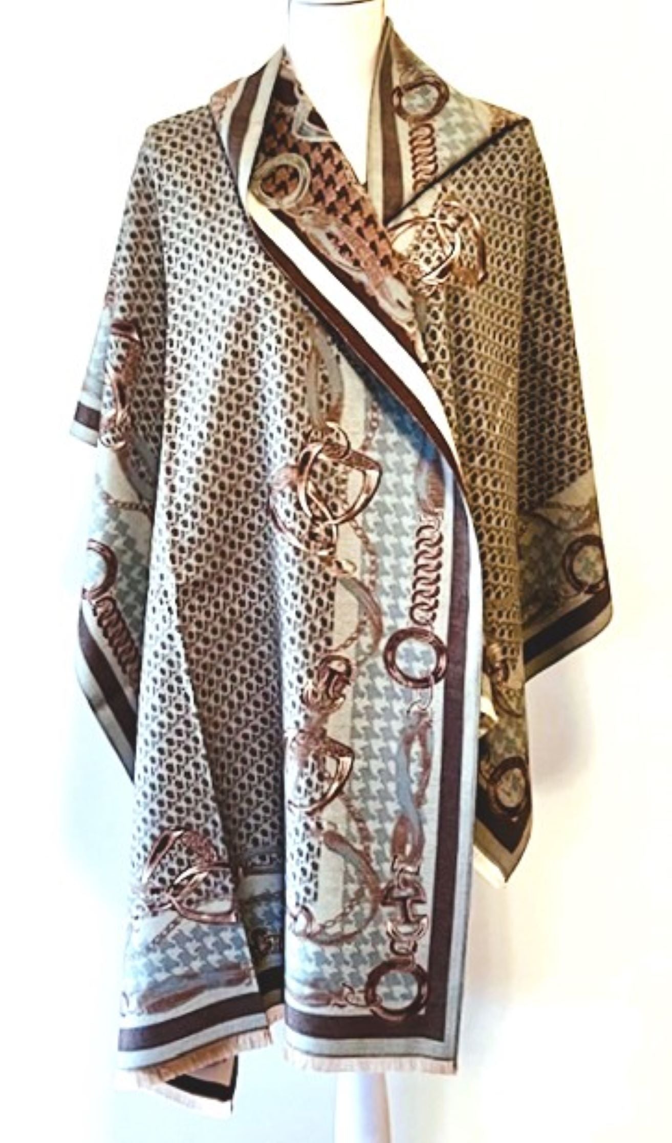 Taupe and Beige Mane Reversible Wrap – Artisan Shawl