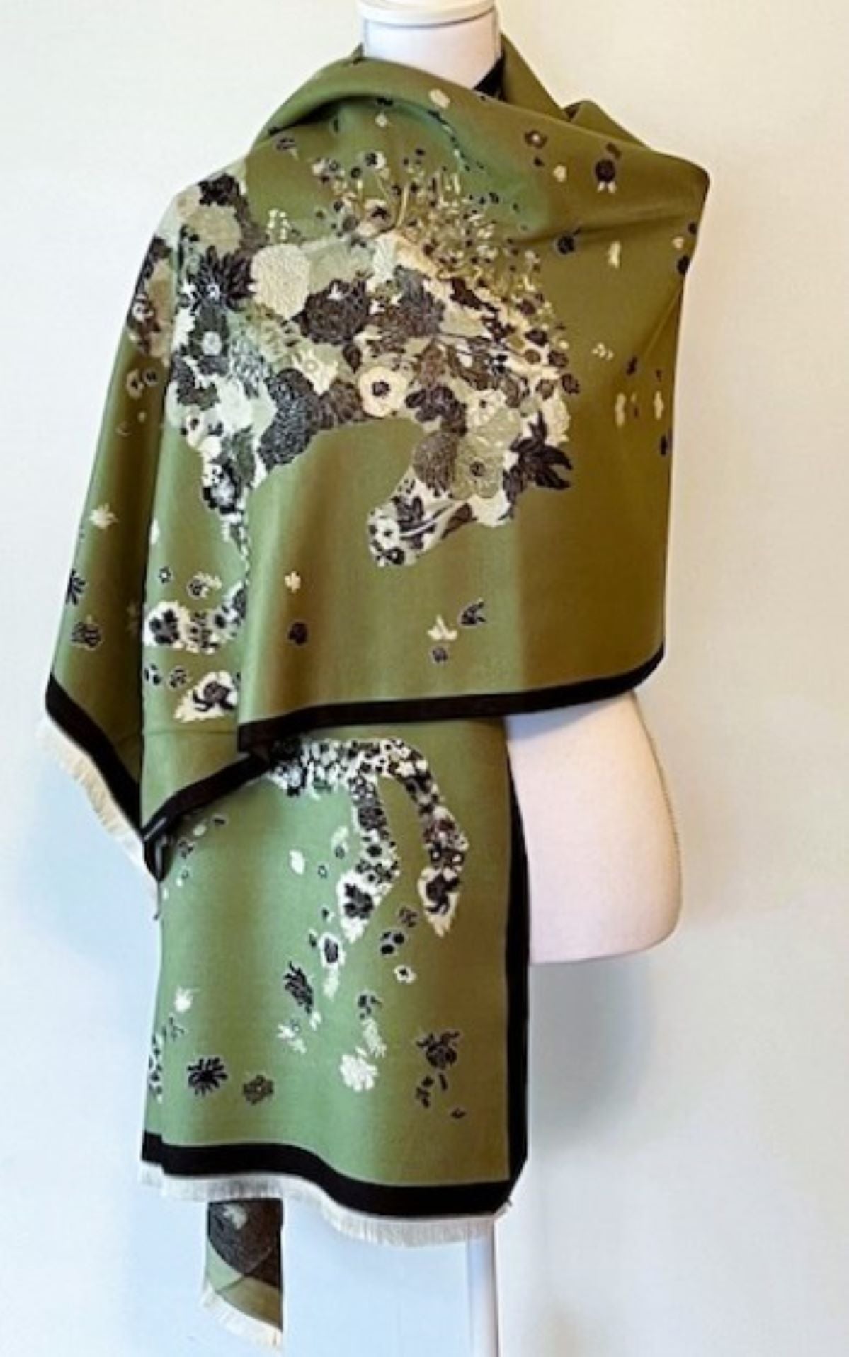 Green and Gray Reversible Wrap With A Cashmere Feel: Artisan Shawl