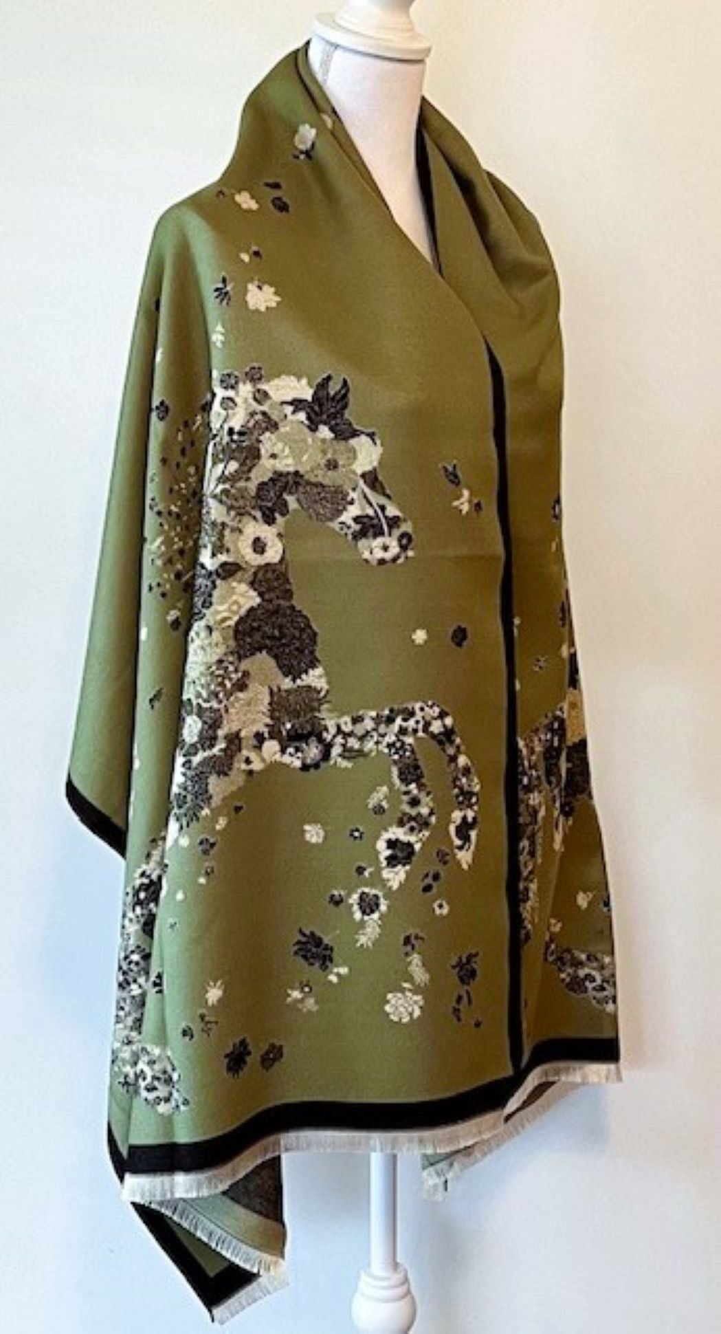 Green and Gray Reversible Wrap With A Cashmere Feel: Artisan Shawl