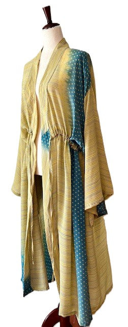 Kantha Bae Silk Dreamweaver Kimono Is A Statement Piece. (New Light Yellow)