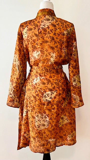 Cape Sleeve Silk Kimono Duster Dress : Hot New Style (Bronze)