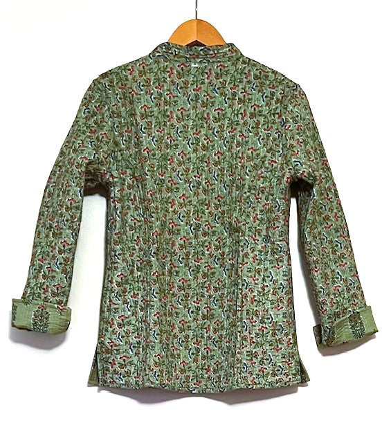 Luxe Cotton Quilted Womens Jacket, Fully Reversible (Green)