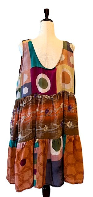 Kantha Bae Silk Meadow Mini Dress Twirls. (Salmon)