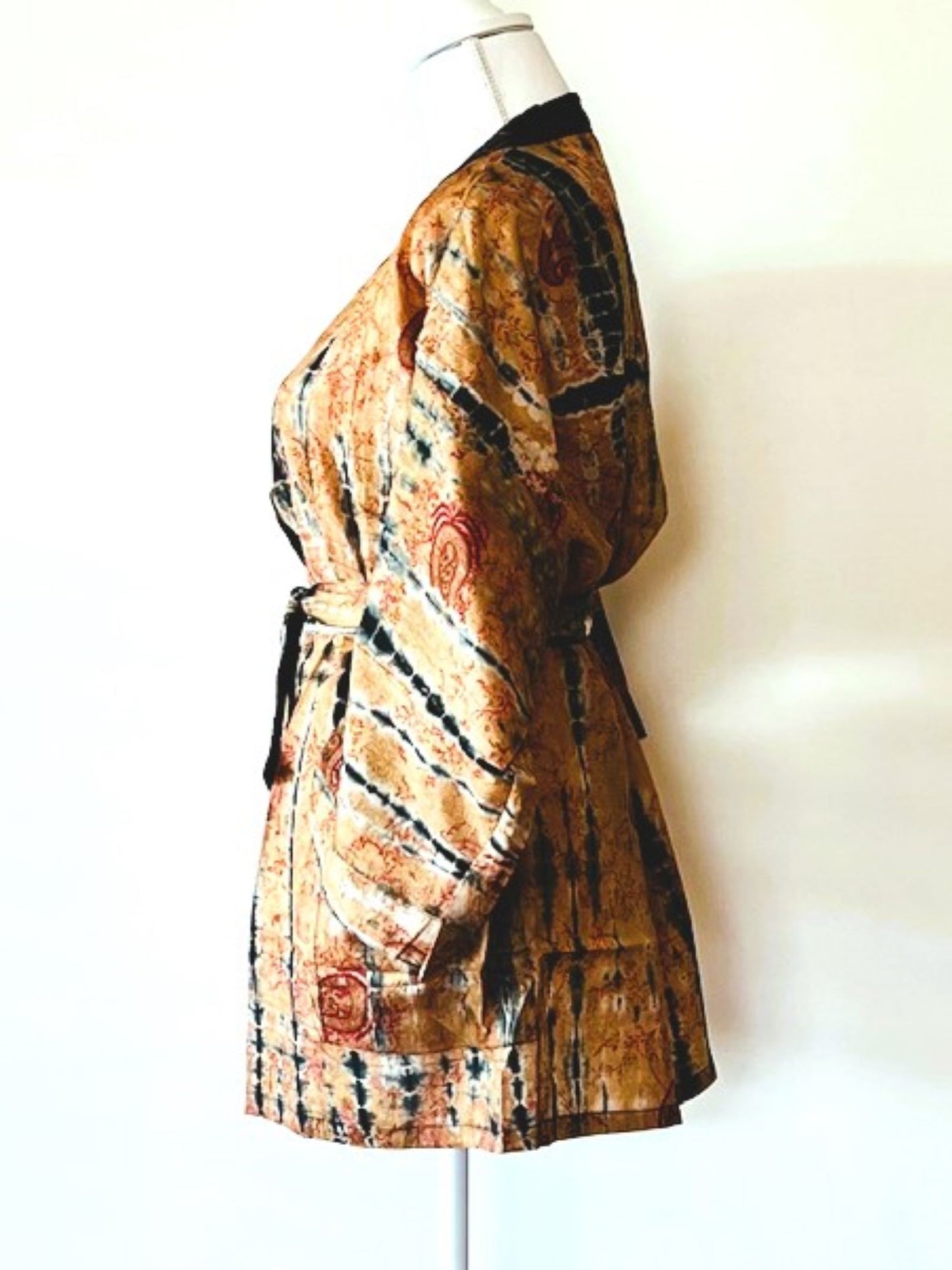 The Accessory In Demand, A Short Silk Kimono Jacket. A Tie Dye Beauty In Bronze.