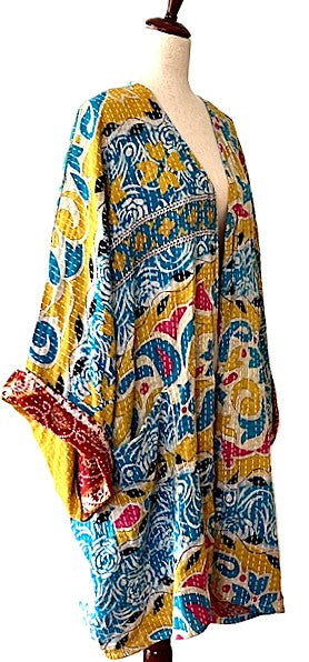 Solutions Open Kimono Jacket Provides Versatility (Blue Yellow)