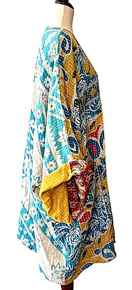 Solutions Open Kimono Jacket Provides Versatility (Blue Yellow)