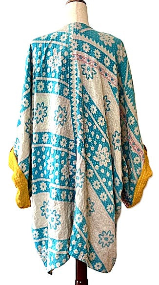 Solutions Open Kimono Jacket Provides Versatility (Blue Yellow)