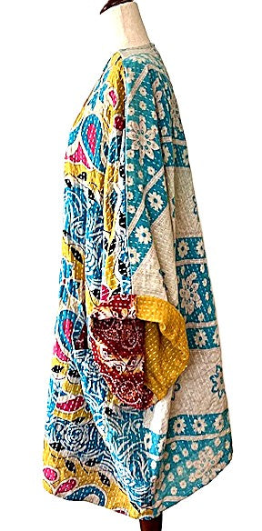 Solutions Open Kimono Jacket Provides Versatility (Blue Yellow)