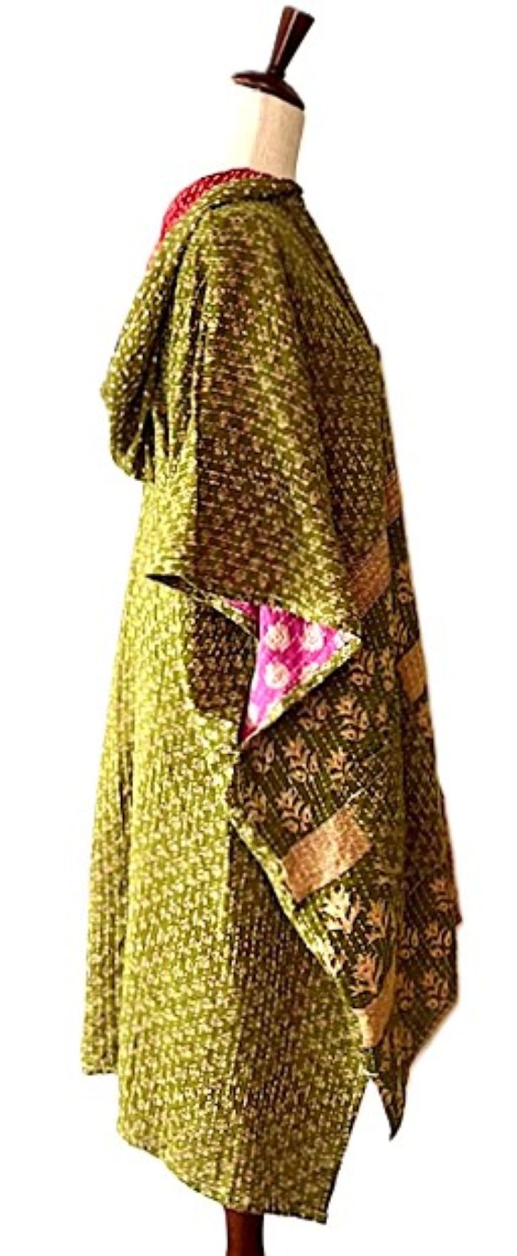 Kantha Bae Peace and Love Poncho, Summer Weight (Olive)