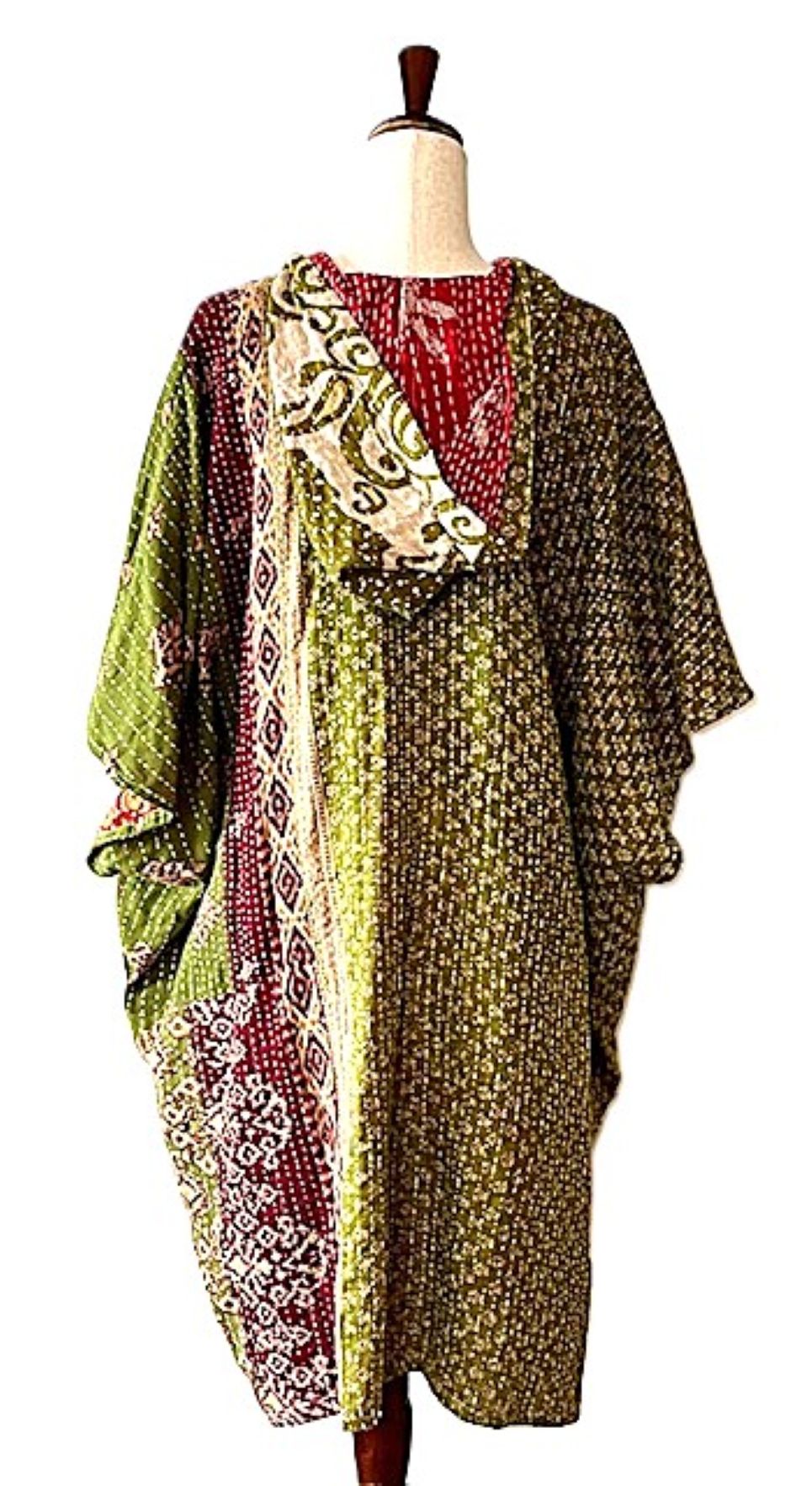 Kantha Bae Peace and Love Poncho, Summer Weight (Olive)