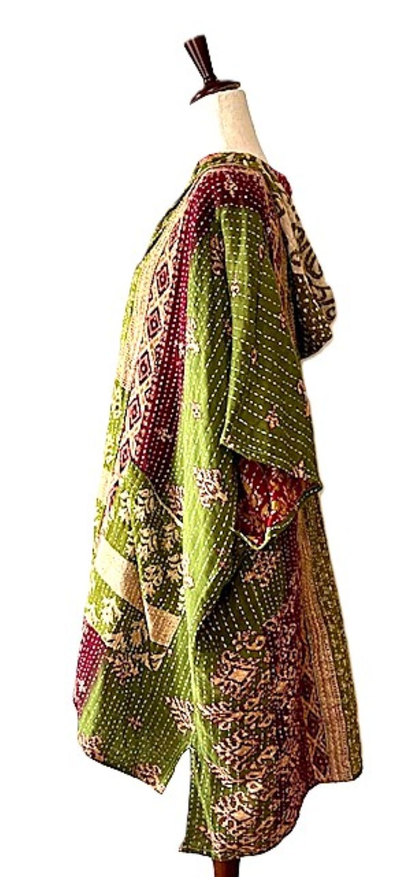 Kantha Bae Peace and Love Poncho, Summer Weight (Olive)