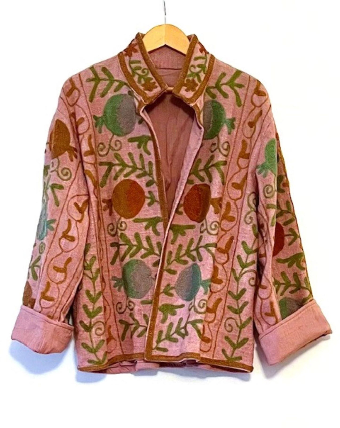 Wearable Art In This Hand Embroidered Short Jacket. (Lilac Rose)