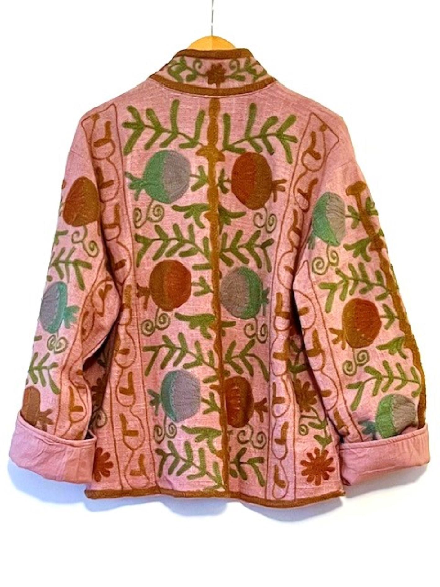 Wearable Art In This Hand Embroidered Short Jacket. (Lilac Rose)