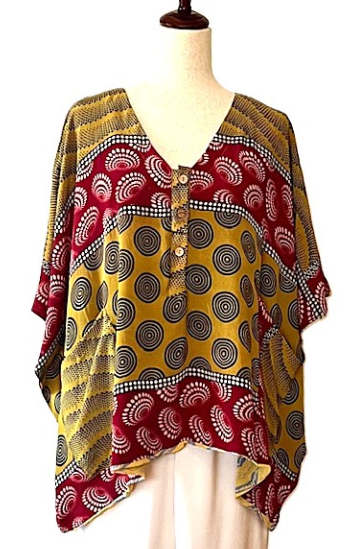 Kantha Bae Duality Shortie Muu. Fully Reversible. Your "Go-To" Top (Red Gold)