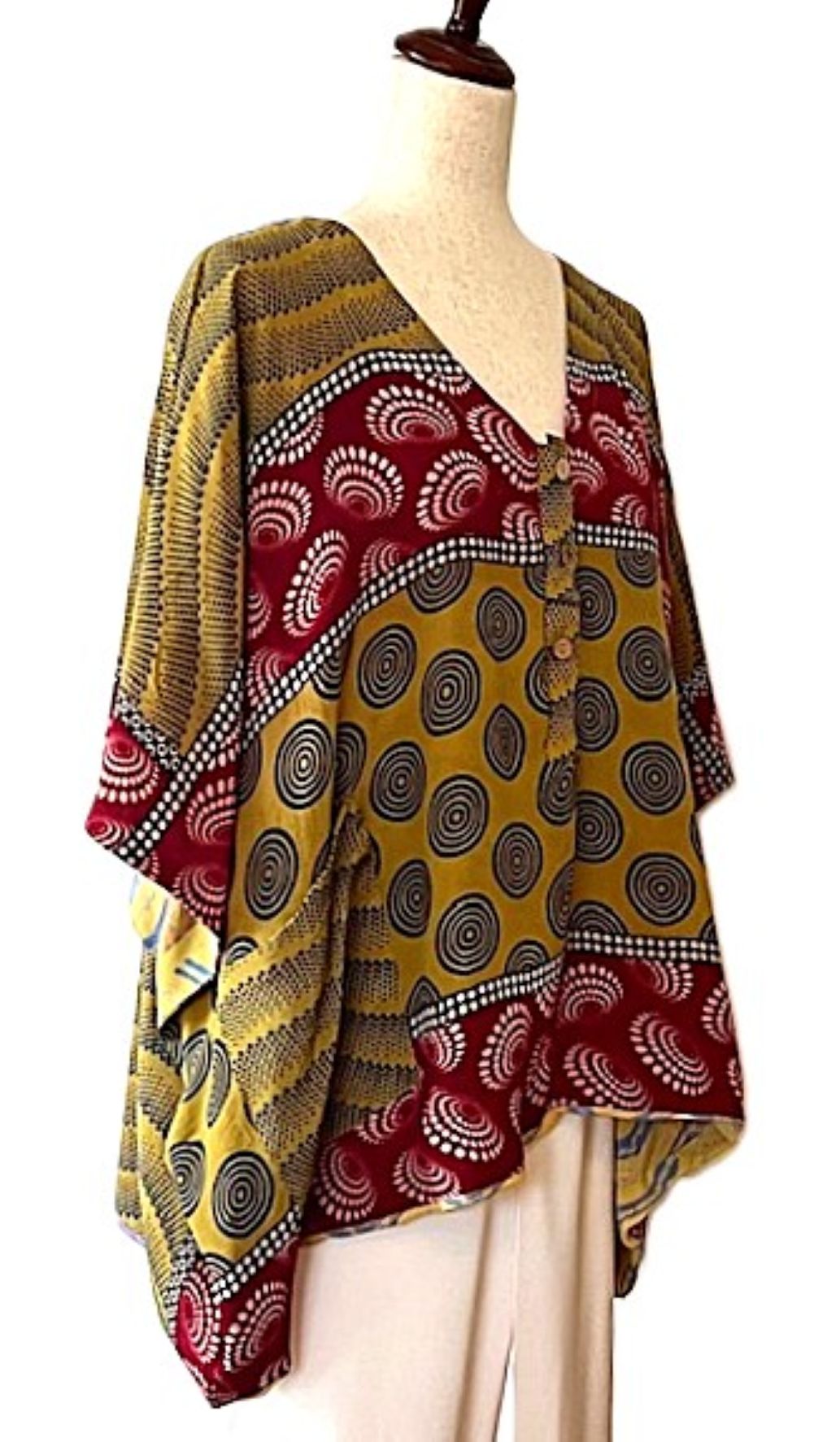 Kantha Bae Duality Shortie Muu. Fully Reversible. Your "Go-To" Top (Red Gold)
