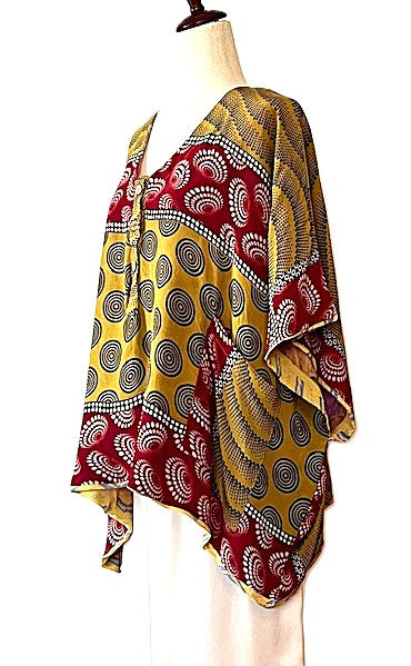 Kantha Bae Duality Shortie Muu. Fully Reversible. Your "Go-To" Top (Red Gold)